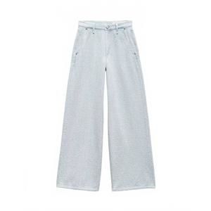 NEW RAG & BONE sofie high rise tailored trouser jeans in sky blue tweed